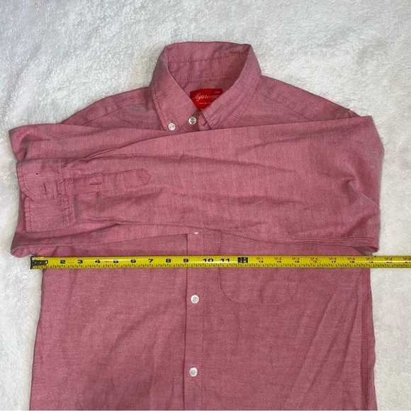 Supreme Red Gingam Long Sleeve Button Cuffes Button Front Shirt - Picture 8 of 9